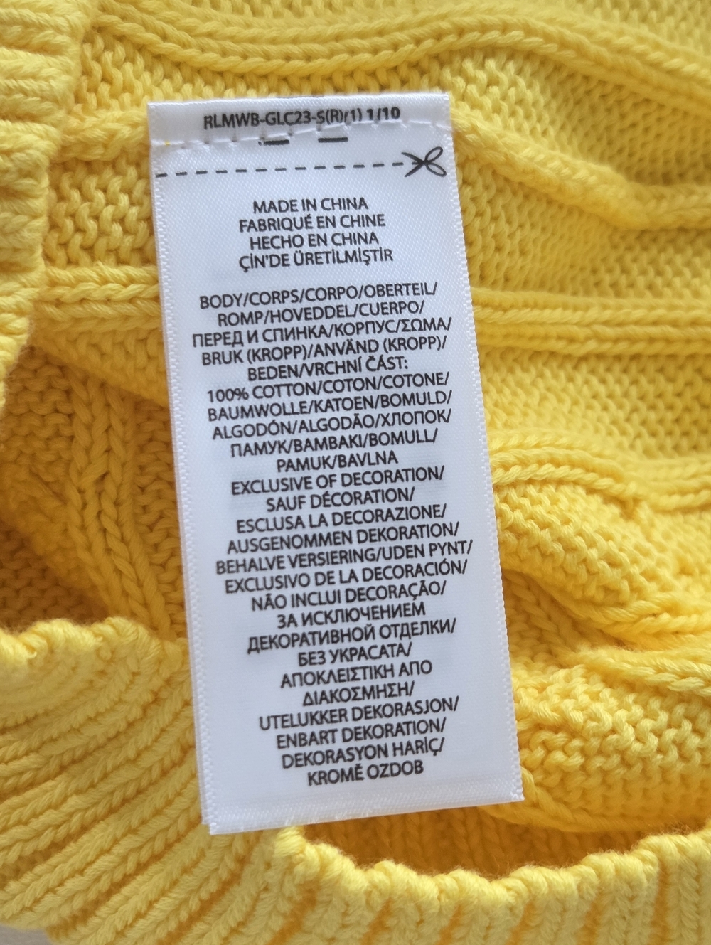 $148 Lauren Ralph Lauren Yellow Cable Knit V-Neck Sweater Size M - Picture 7 of 8